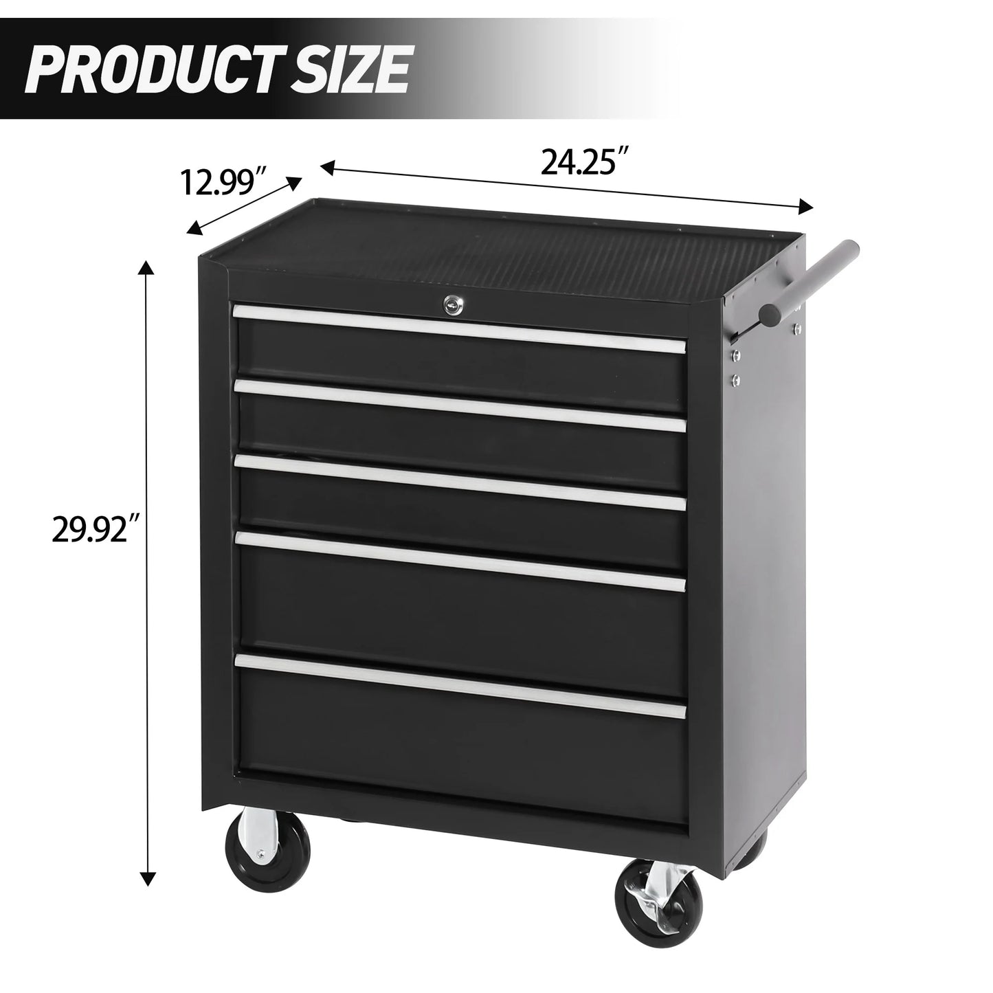 5-Drawer Rolling Tool Chest Tool Storage Cabinet with Wheels Tool Organizer Box — product view 6