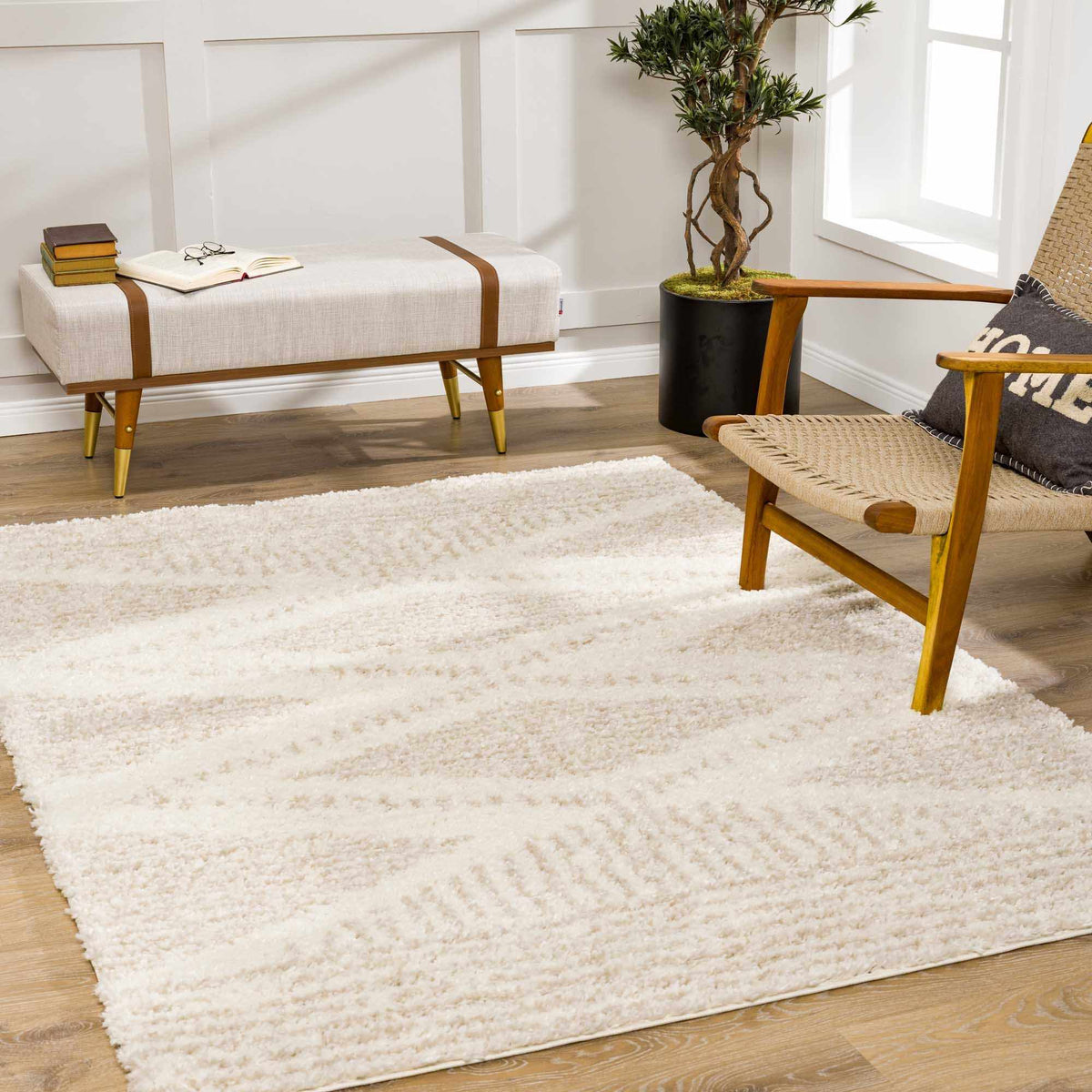 Trunding Plush Area Rug in Light Beige