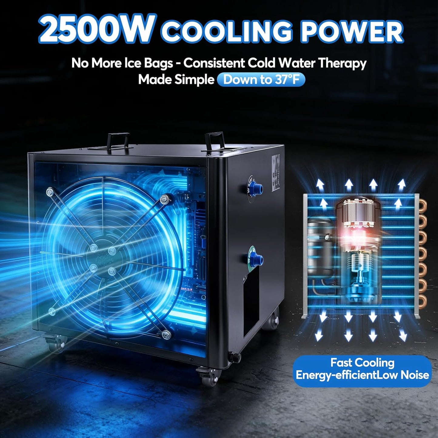 Cold Plunge Tub, 248 Gallon, 1 Horsepower, Heavy-Duty Ice Bath Tub for Athletes with Hot & Cold, Portable Inflatable Plunge Chiller with Water Treatment Kit, Immersion Therapy, Wifi (Black, 1 Set) — product view 7