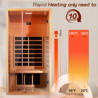 1 Person Extendable FAR Infrared Sauna for Home, Hemlock Wood Low EMF 6 Carbon Heaters Indoor Saunas with LED Lights, Bluetooth Speaker, Digital Control Panel, and Seating Bench — product view 10