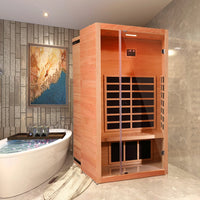 1 Person Extendable FAR Infrared Sauna for Home, Hemlock Wood Low EMF 6 Carbon Heaters Indoor Saunas with LED Lights, Bluetooth Speaker, Digital Control Panel, and Seating Bench — product view 8