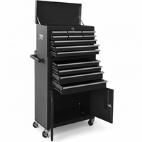 13-Drawer Rolling Tool Chest with Double Doors, 2 in 1 Detachable Rolling Tool Chest with Drawers, Mobile Tool Cabinet Combo, Metal Large Lockable Tool Box for Garage Workshop (Black)