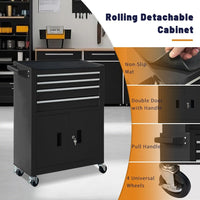 13-Drawer Rolling Tool Chest with Double Doors, 2 in 1 Detachable Rolling Tool Chest with Drawers, Mobile Tool Cabinet Combo, Metal Large Lockable Tool Box for Garage Workshop (Black) — product view 5