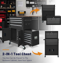 13-Drawer Rolling Tool Chest with Double Doors, 2 in 1 Detachable Rolling Tool Chest with Drawers, Mobile Tool Cabinet Combo, Metal Large Lockable Tool Box for Garage Workshop (Black) — product view 6