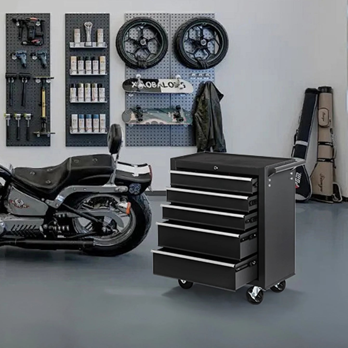 5-Drawer Rolling Tool Chest Tool Storage Cabinet with Wheels Tool Organizer Box — product view 3