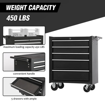 5-Drawer Rolling Tool Chest Tool Storage Cabinet with Wheels Tool Organizer Box — product view 4