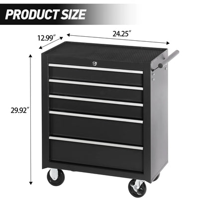 5-Drawer Rolling Tool Chest Tool Storage Cabinet with Wheels Tool Organizer Box — product view 6