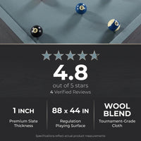 Pool Table Built for Tournament Play, 1-Inch Slate Surface, Solid Wood Construction, Premium Wool Blend — Results & Stats