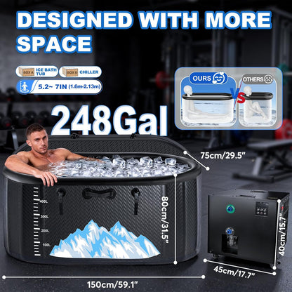 Cold Plunge Tub, 248 Gallon, 1 Horsepower, Heavy-Duty Ice Bath Tub for Athletes with Hot & Cold, Portable Inflatable Plunge Chiller with Water Treatment Kit, Immersion Therapy, Wifi (Black, 1 Set) — product view 2