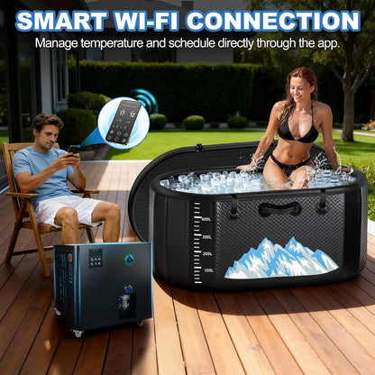 Cold Plunge Tub, 248 Gallon, 1 Horsepower, Heavy-Duty Ice Bath Tub for Athletes with Hot & Cold, Portable Inflatable Plunge Chiller with Water Treatment Kit, Immersion Therapy, Wifi (Black, 1 Set) — product view 5