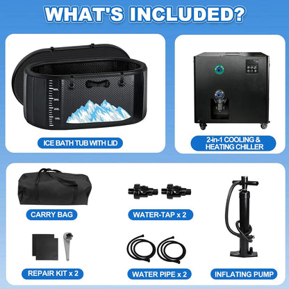 Cold Plunge Tub, 248 Gallon, 1 Horsepower, Heavy-Duty Ice Bath Tub for Athletes with Hot & Cold, Portable Inflatable Plunge Chiller with Water Treatment Kit, Immersion Therapy, Wifi (Black, 1 Set) — product view 6