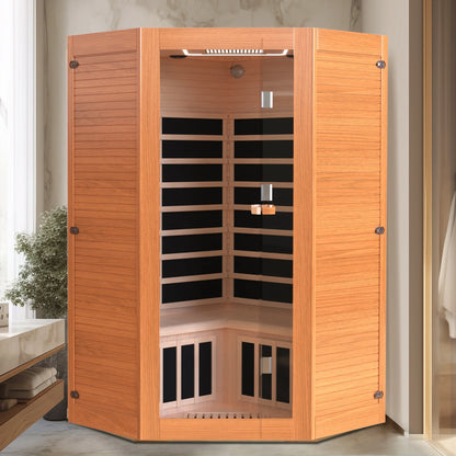 Multifunctional 2-3 Person Infrared Sauna for Home, 2180W Indoor Sauna with 7-Color LED Ambient Light, Red Light Feature, Oxygen Bar, Dual Bluetooth Speakers, 360° Surround Heating — product view 11