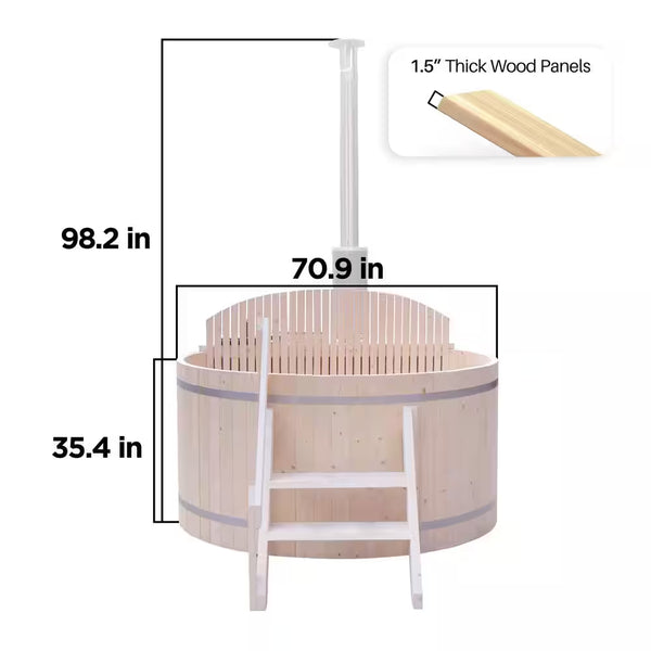 Wood-Fired 4–5 Person Hot Tub & Ice Bath – Pine with Internal Stove